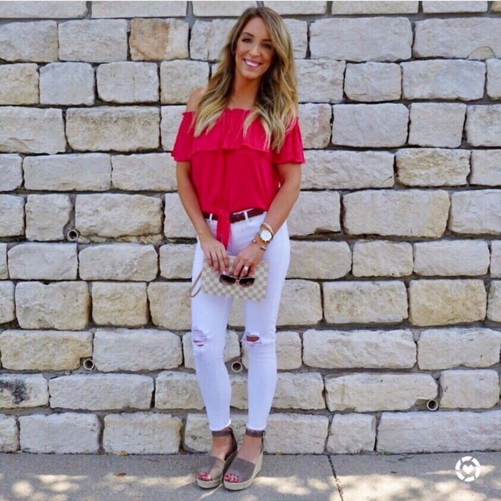 Express Off the Shoulder Tie Front Top - Size XS